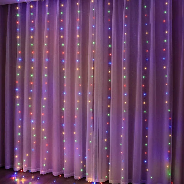 Christmas & New Year 2024 LED Curtain Lights | Garland for Home & Tree Decorations