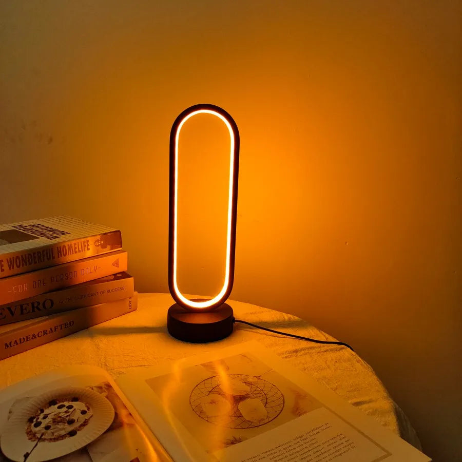 Modern LED Ring Table Lamp – Minimalist Night Light for Bedroom & Living Room