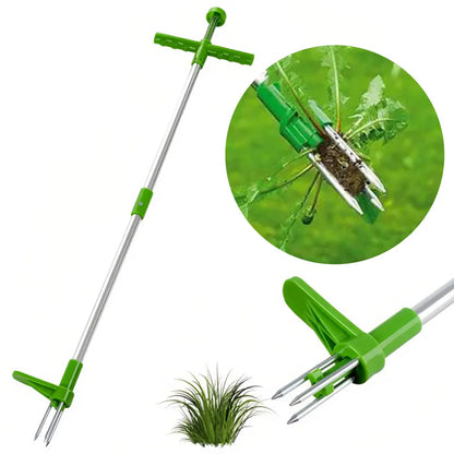 Stand Up Weeder Tool with 3 Claws & Foot Pedal – Long Handle Root Removal for Lawn & Garden