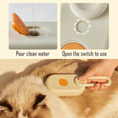 Pet Grooming Made Easy | 3-in-1 Cat & Dog Steam Spray Hair Removal Brush