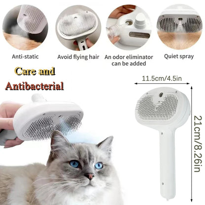 Pet Grooming Made Easy | 3-in-1 Cat & Dog Steam Spray Hair Removal Brush