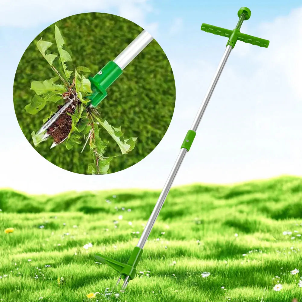 Stand Up Weeder Tool with 3 Claws & Foot Pedal – Long Handle Root Removal for Lawn & Garden