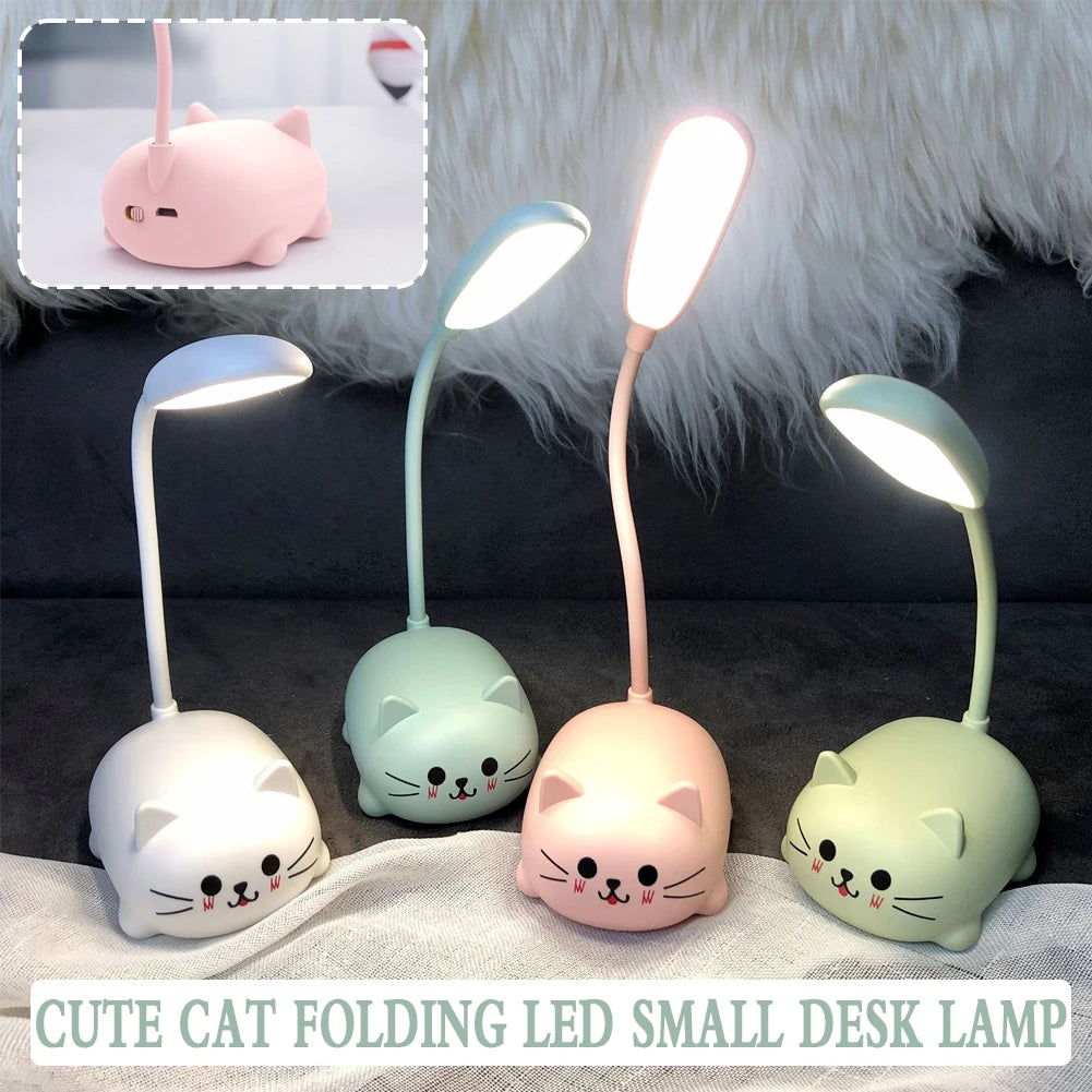 USB Rechargeable Cute Pig Mini LED Night Light – Foldable, Eye-Protecting Table Lamp for Students & Kids