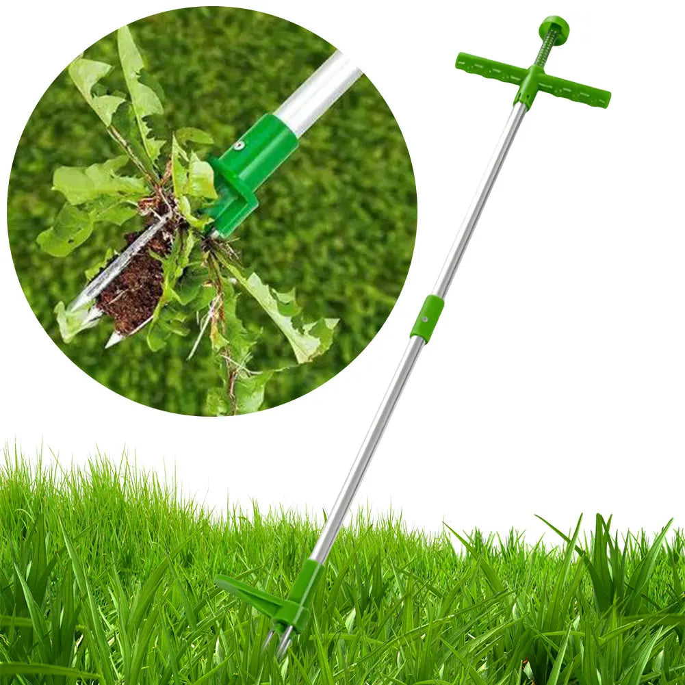 Stand Up Weeder Tool with 3 Claws & Foot Pedal – Long Handle Root Removal for Lawn & Garden