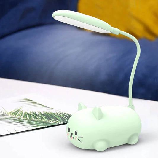 USB Rechargeable Cute Pig Mini LED Night Light – Foldable, Eye-Protecting Table Lamp for Students & Kids